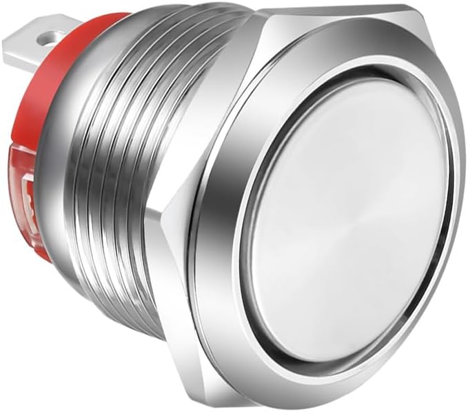 Interruptor de botão de pressão Gebildet 19 mm com trava, aço inoxidável, SPST – 1 unidade