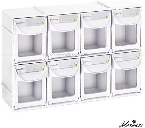 Drawer Plastic Bin Parts Storage Organizer Cabinet House Storage Boxes (8 Drawer, White)
