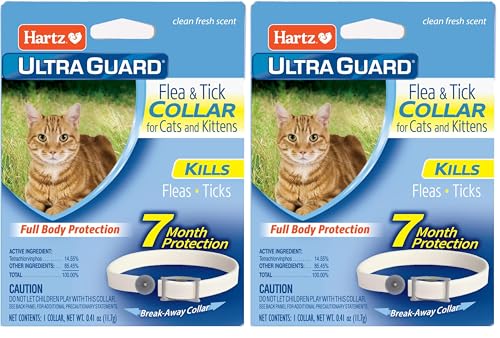 Hartz UltraGuard Flea & Tick Collar for Cats and Kittens, 7 Month Flea and Tick Protection and Prevention, White (Pack of 2)