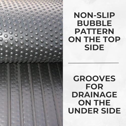 Horse Stable Floor Mats - Heavy Duty Rubber - 12mm Thick - 6ft x 4ft - Non Slip Bubbletop Matting - Grooved Underside For Drainage - Image 2
