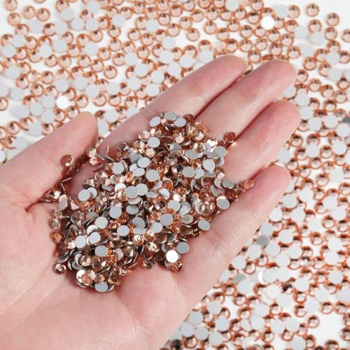 Image of Beadsland Flat Back Crystal Rhinestones Bulk, Light Peach, SS20, 14400pcs | Flatback Glass Gems for Nails Crafts Clothes DIY Decoration, Glue Fix, 4.6-4.8mm.Champagne