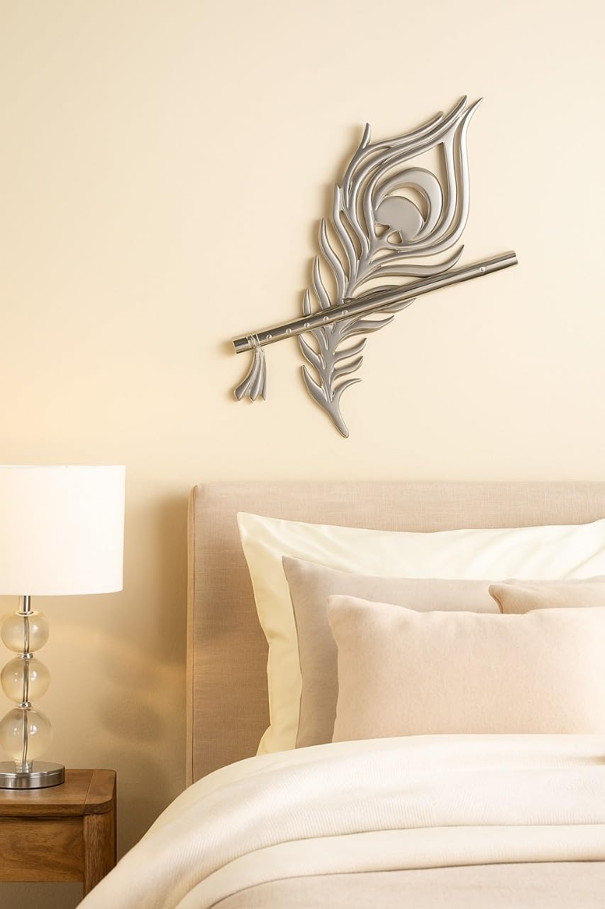 ALCU Aluminium Peacock Harmony Wall Art with Brass Tone - Vibrant, Handcrafted Metal Artwork - Elegant Peacock Design for Home Decor - Perfect for Living Room, Bedroom, or Office (Silver)-image-34