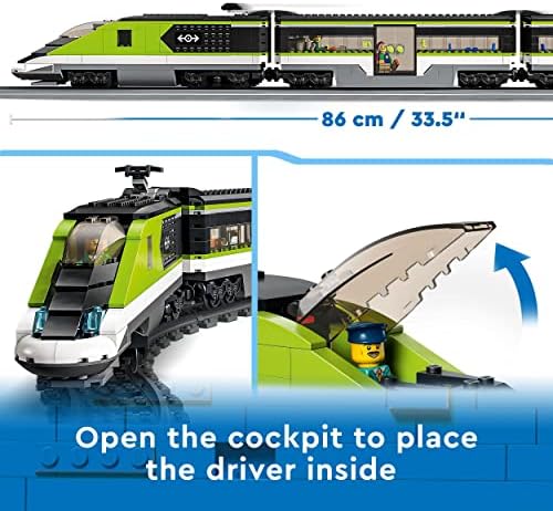 LEGO 60337 City Express Passenger Train Set, Remote Controlled Toy, Gifts for Boys & Girls with Working Headlights, 2 Coaches and 24 Track Pieces