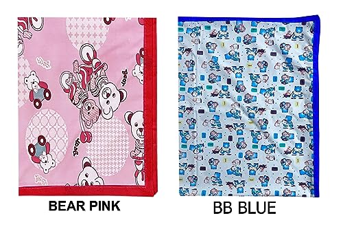 Image of EcoSoft Plastic Sheet,PVC Sheet for Kids,Rubber Sheet for Babies,Bed Wetting Protector(90 x 135 cm) (Pink Bear & Blue BB)