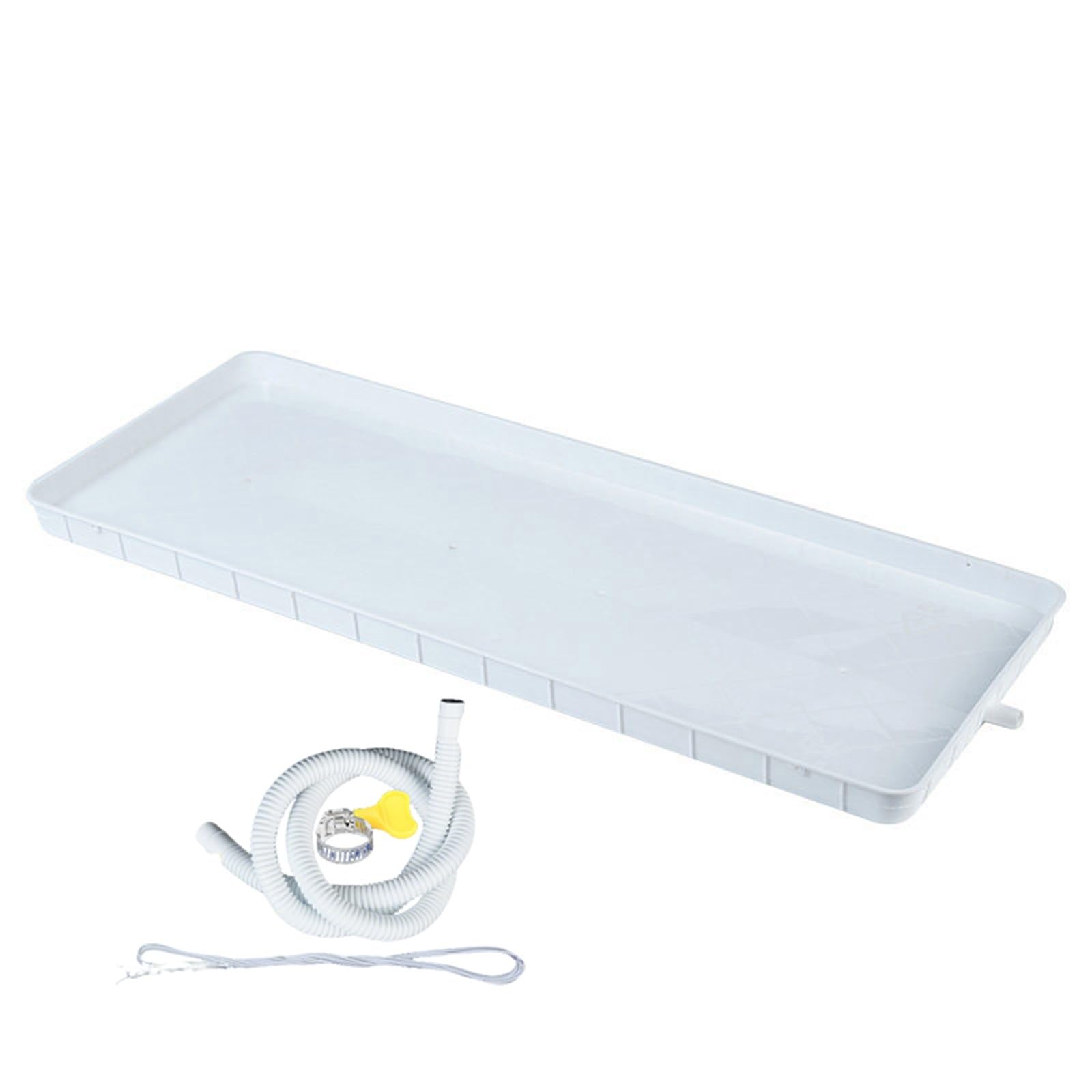 Bandeja de Condensados con Desagüe con Manguera de Drenaje, Escurreplatos de Plástico PP con Drenaje para Unidades Exteriores Mini Split(80x32x3cm/31x12.6x1.2in)