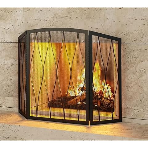 Kingson 3-Panel Wrought Iron Fireplace Screen Cover