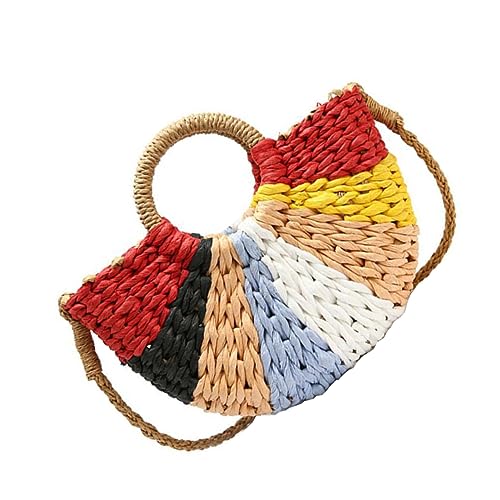 Sac paille tissé à bandoulière LIFKOME sac à main coloré d'été de grande capacité