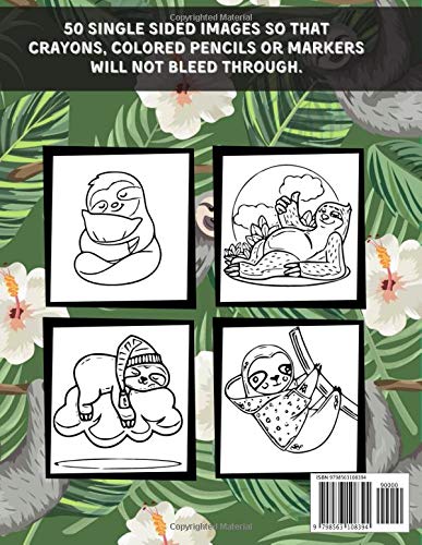 Sloth Coloring Book: 50 Coloring Pages for Adults, Toddlers, Teens, Kids Ages 2-4 and Ages 4-8 with Pictures of Slow, Lazy and Funny Sloths Life. ... with Stress Relieving Sloth Designs. image 3