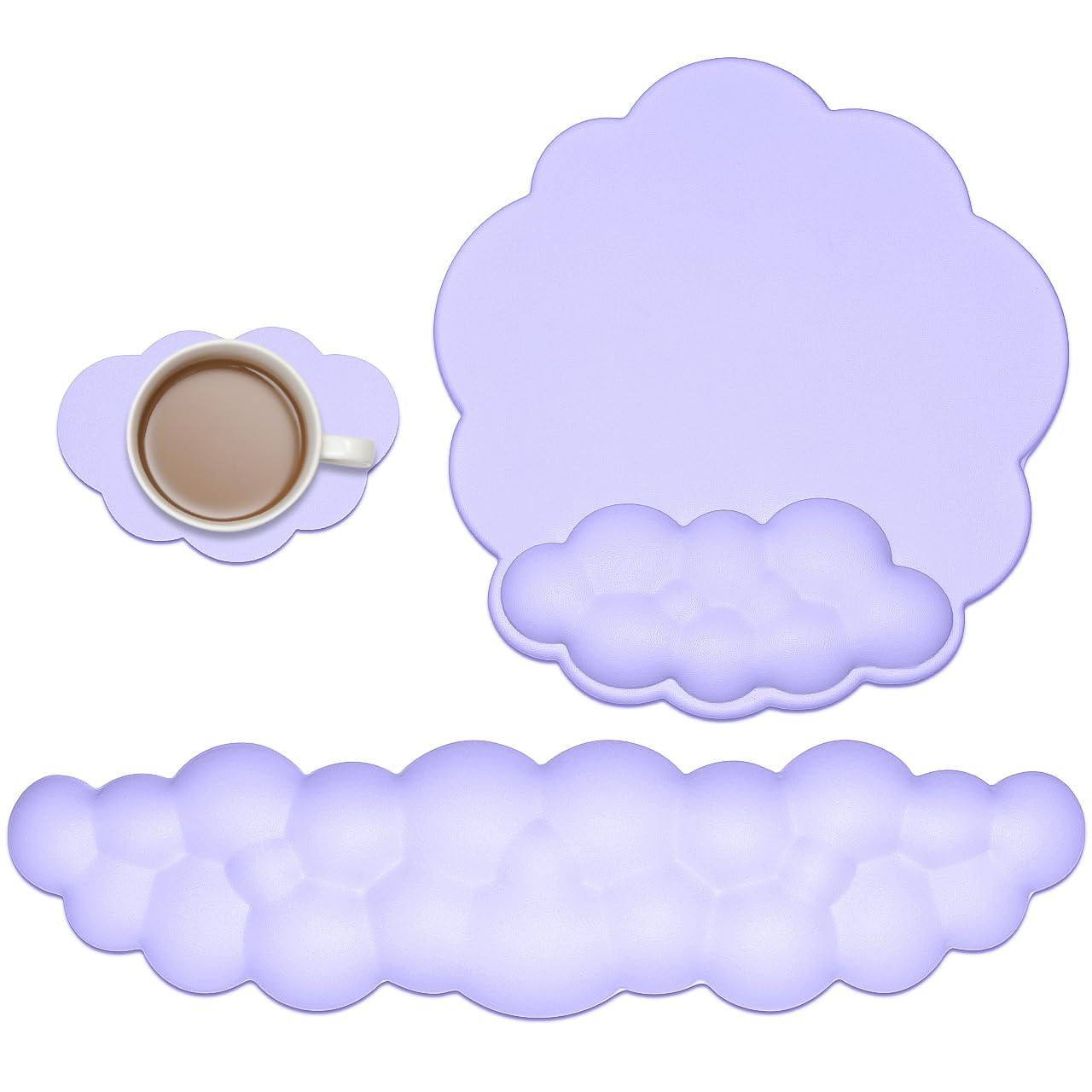 JIKIOU Cloud Mouse Pad Wrist Support Upgrade Enlarge Leather Mouse Pads Keyboard Wrist Rest Comfortable Memory Foam Wrist