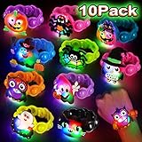 Halloween Light Up LED Bracelets 10 Pack Halloween Party Favors for Kids, Pop Halloween Bracelets Glow in The Dark Party Favors Halloween Trick Or Treat Toy Goodies Flashing Bag Stuffers Bracelets