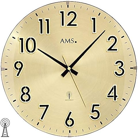 Reloj de Pared Radio Reloj de Pared analógico latón Colores Golden con Cristal AMS 5974 Cover
