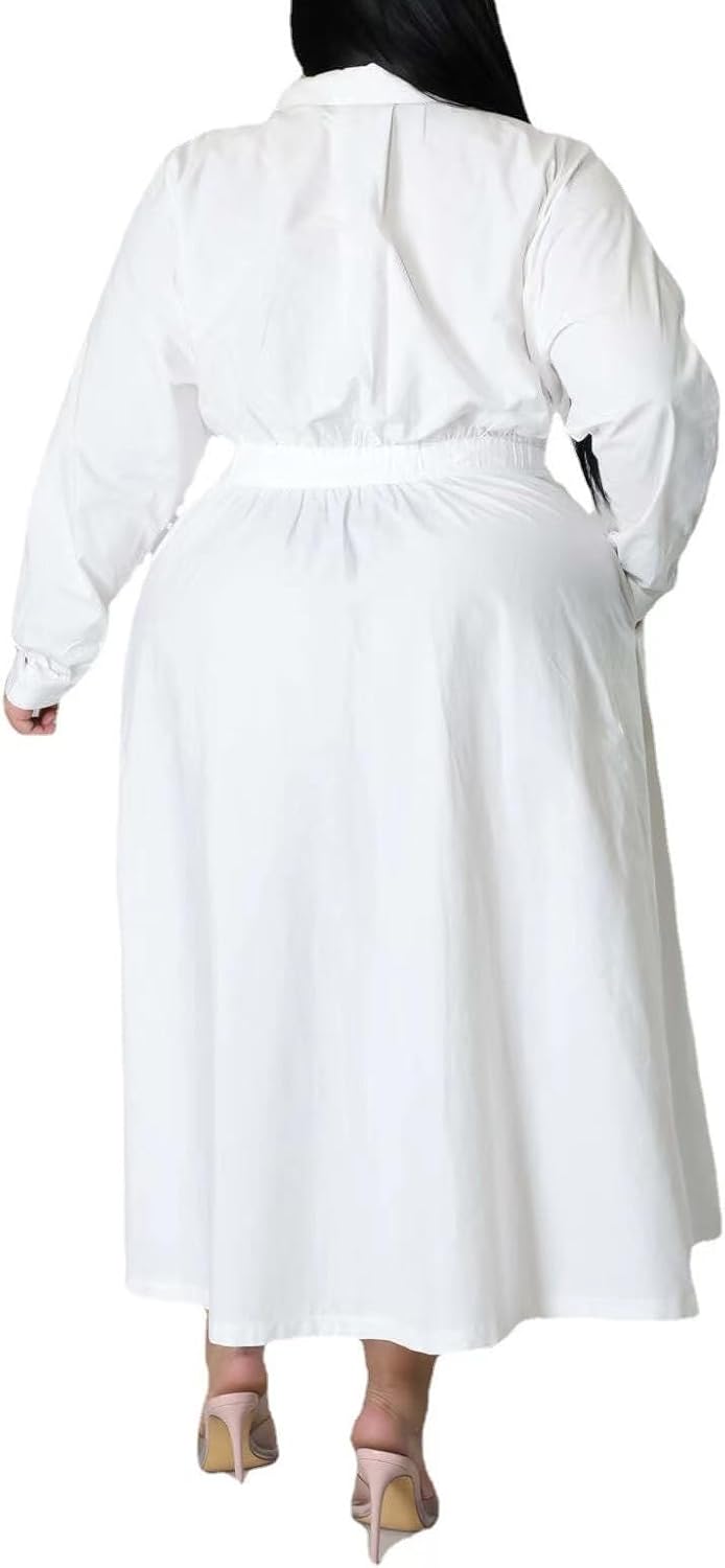 Sunlips Women's Sexy Plus Size Lapel Shirt Dresses Mesh See Through Puff Short Sleeve Flowy Swing Dress Clubwear - Image 4