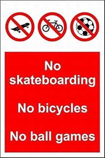 Warning Sign No Skateboarding No Bicycles No Ball Games Sign Road Sign Business Sign 8X12 Inches Metal Tin Sign