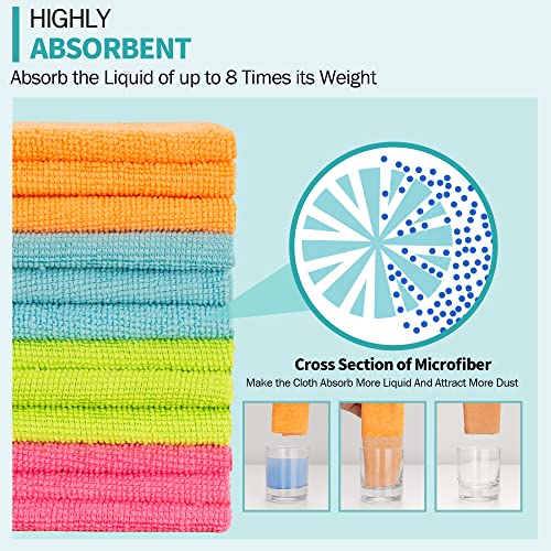 Homerhyme Microfiber Cleaning Cloth -100 Pack Cleaning Towels, 12.6" X 12.6" Dish Cloths, Lint Free Non-Abrasive Dusting Cloth, Washable Reusable All Purpose Wash Cloth For Kitchen, Car, House, Office #TOP2