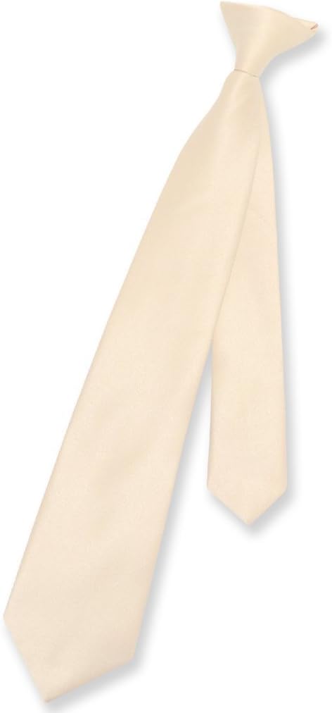 Vesuvio Napoli Boy's CLIP-ON NeckTie Solid Light BROWN Color Youth Neck Tie