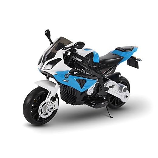 LT 832 Moto eléctrica para niños BMW asiento de cuero funcionamiento con llave (Azul)