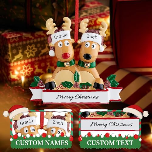 Personalised Christmas Baubles, Custom Family Christmas Decorations 2025, Reindeer Ornaments with Names for 2-8 Family Members, Xmas Tree Hanging Pendants Decor Gifts for Loved Ones - Image 3