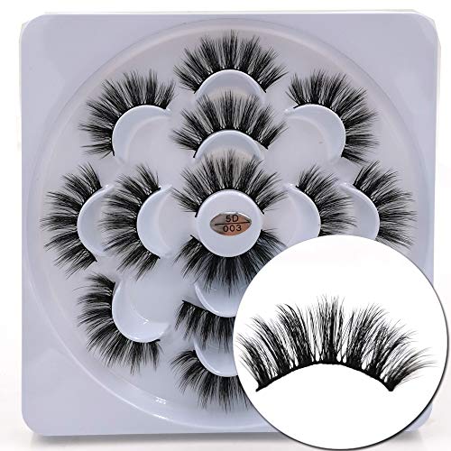 Preisvergleich Produktbild ICYCHEER 7 Paar Falsche Wimpern Natürliche Handgemachte FalscheWimpern 5D, Stilvolles Starkes Wimpern make-up (3)