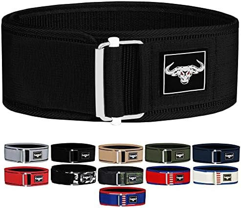 IBRO Quick Locking Premium Weight Lifting Belt - Powerlifting, Cross Training for Men and Women - 4 Inch Back Support, Metal Buckle - Professional Fitness, Olympic Lifting, Deadlift Black S