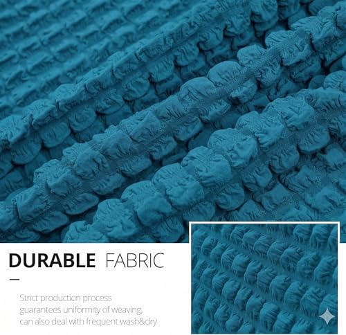 Image of Bails Sofa Cover 1 Seater Fully Covered | Sofa Cover 3 Seater Fully Covered | Sofa Cover 1 Seater | Universal Elastic Bubble Fabric with Frill Sofa Protector Cover (Turquoise, 1 Seater)
