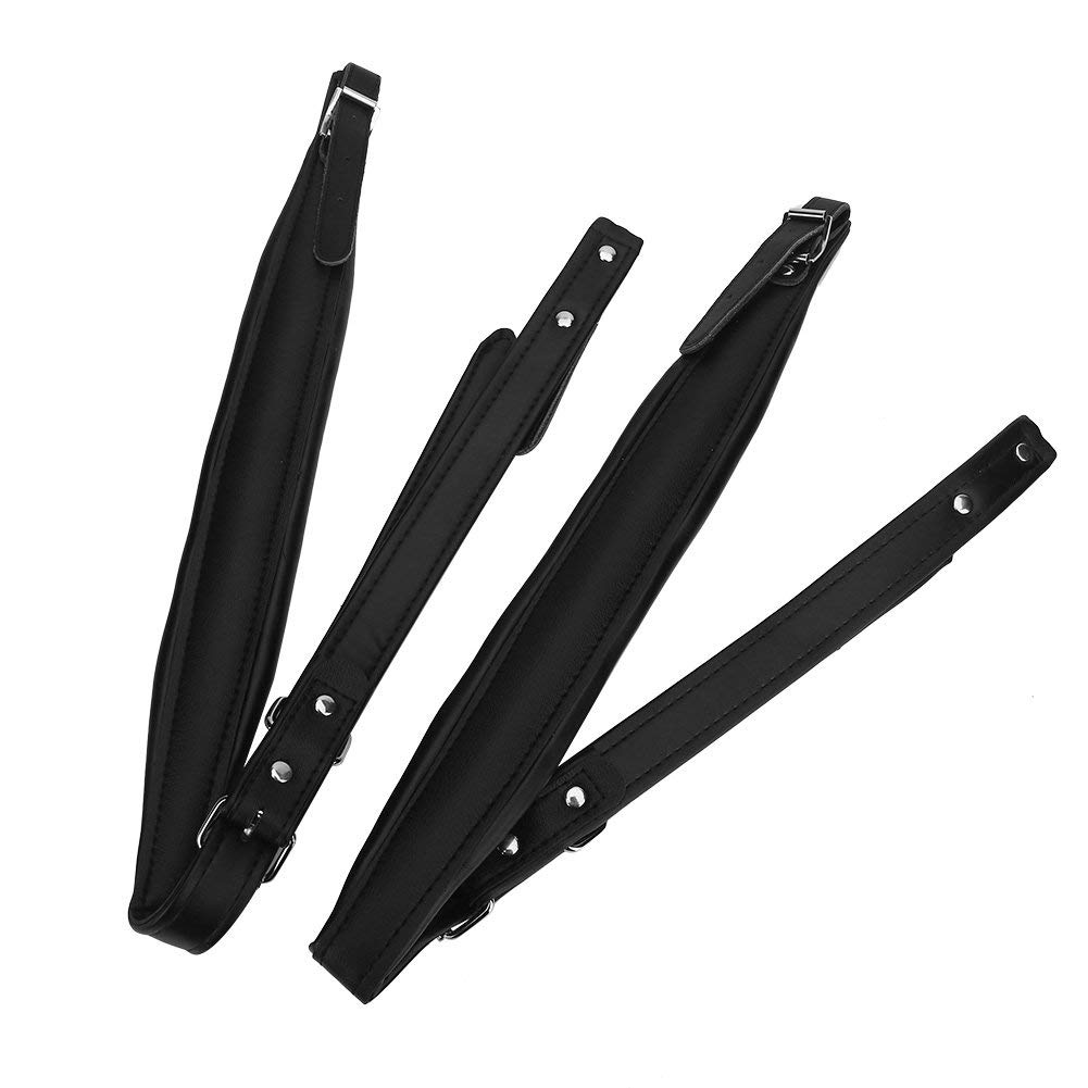 Walfront Bretelle Accordeon Ceintures Accordéon Multi Couleurs Sangles Accordéon en Cuir PU Ceintures épaissies avec Boucles Réglables pour la Plupart des Accordéons(le noir)