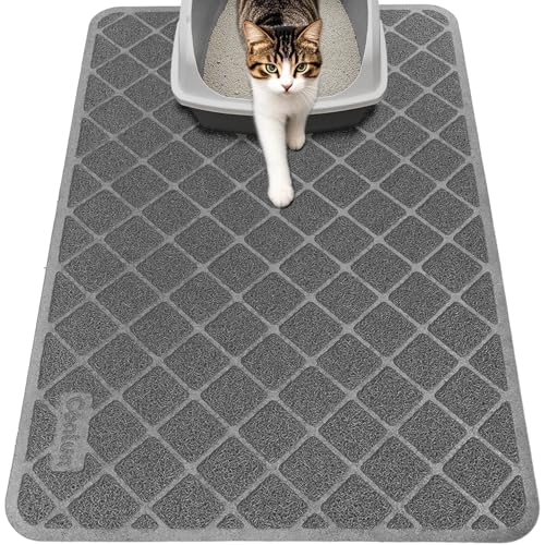 Conlun Cat Litter Mat Litter Trapping Mat, 40" x 28" Premium Durable PVC Grid Mesh with Scatter Control, Non-Slip, Less Waste Cat Litter Box Mat, Soft on Kitty’s Paws, Urine Waterproof