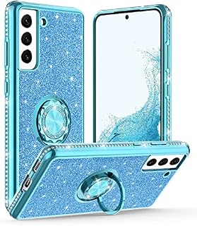 OCYCLONE Samsung Galaxy S21 Plus Case 6.7 inch, Glitter Protective Galaxy S21 Plus Case with Ring Holder&Strap for Girls Women, Phone Case for Samsung Galaxy S21 Plus - Pink/Rose Gold