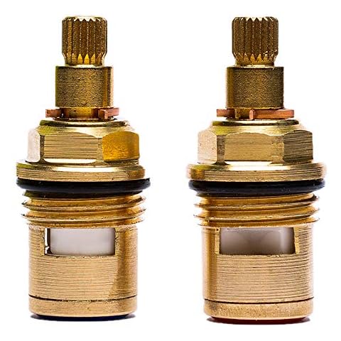 ManYing 1 Pair Brass Ceramic Stem Replacement Valve Quarter Turn 1/2" Disc Tap Valve Cartridge for Bathroom,NC004 Hot and Cold Cover