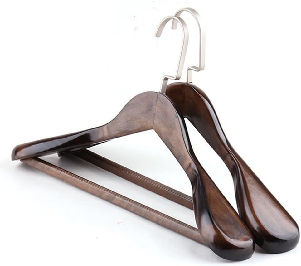 Coat Hangers 4Pcs Wooden Clothes Hangers,Luxury Wide Shoulder Suits Racks for Bedroom Closet,Wardrobes Organizer with Non Slip Pants Bar,for Man-01-4PCS