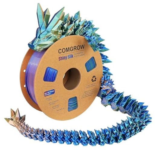 Comgrow Silk Shiny Blue Purple and Yellow 3D Printer Filament, Comgrow 3D Printing Materials Silk PLA 1.75mm, 3D Printing Filament +/-0.02mm, 1kg/2.2lbs Silk PLA