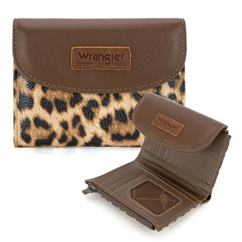 Montana West X Wrangler Leopard Print Women's Wallets, Card Cases & Money Organizers Small Wallet for Women Trifold Wallets Large Capacity Ladies Female Wallet with Coin Purses