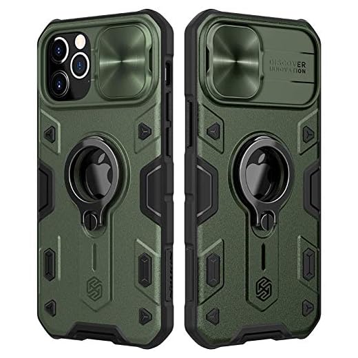 CloudValley Compatible with iPhone 12 Pro Max Case with Camera Cover & Kickstand, Duty Military Grade Armor Protection Cover, Built-in 360° Rotate Ring Stand, Impact-Resistant, Shockproof Green