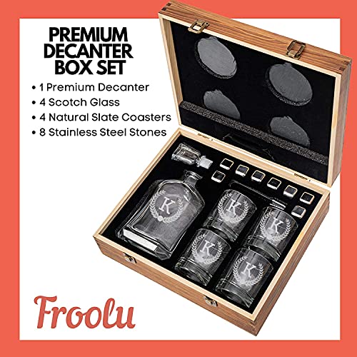 Froolu Custom Engraved Whiskey Decanter with Box - Great Gifts for Wedding & Groomsmen - Holds 23.75oz liquor - Monogrammed Name & Initial - Perfect for Him on Birthday, Christmas, Housewarming & more - Image 5