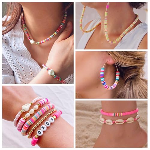 Image of Redtwo 10000 Pcs Clay Beads Bracelet Making Kit, 3 Boxes 60 Colors Flat Preppy Beads for Friendship Bracelet Kit, Polymer Heishi Beads with Charms for Jewelry Making, Crafts Gifts for Teen Girls