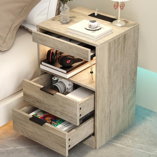 MDF Y Pino Resistente Mesita De Noche HOMCOM Con 3 Cajones - Mesa Auxiliar Blanca Para Dormitorio O Salón, Moderna Y Con Almacenaje Mesilla De Noche