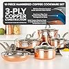 Viking 3-Ply Pots and Pans Set, 10 Piece Copper Kitchen Cookware with Glass Lids, Hammered Copper #1
