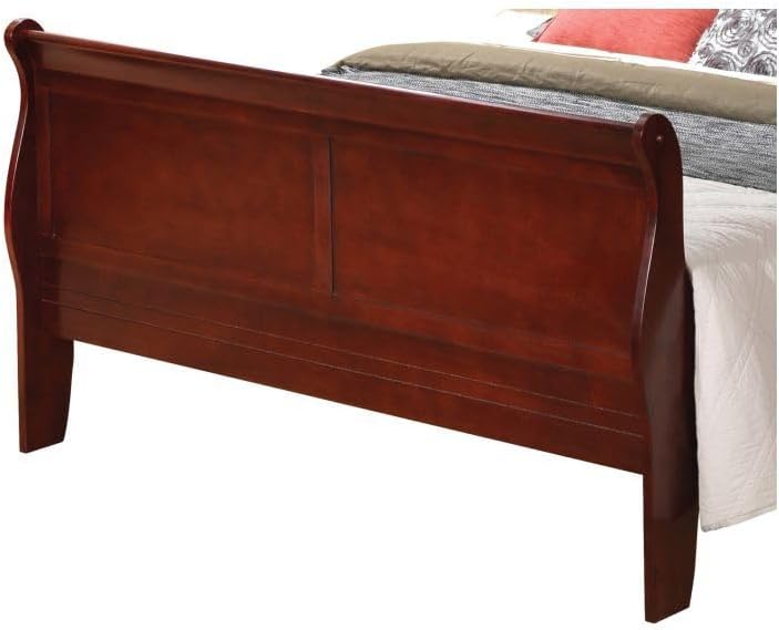 Sleigh Bed Frame Full Size Platform Bed Elegant Bedroom Furniture Gray Finish Twin/Cherry