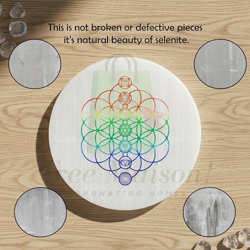 Plato de carga de cristal Selenita blanco 3 pulg miniatura 6