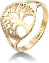 Dreamtimes Arbre de Vie Anneau Creux Haute en Acier Inoxydable Poli - Conception Ronde Simple - Bijoux de Mode Viking Bonne Chance pour Mariage - pour Femmes et Hommes