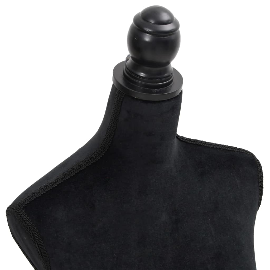 Samt Schneiderbüste, weibliche Schaufensterpuppe höhenverstellbar von 133 bis 168 cm, schwarzer Torso mit Stativ für Mode, Textil und Dekoration