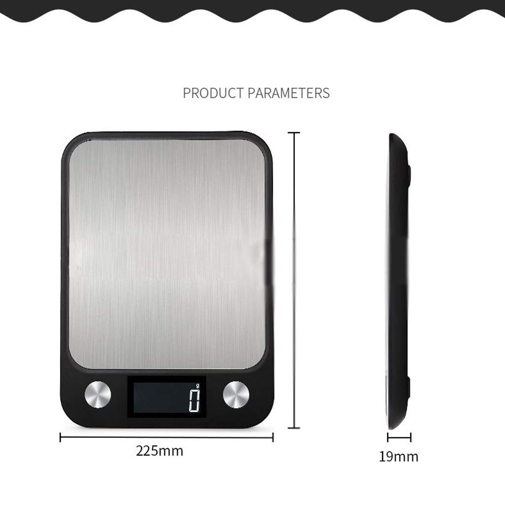 Básculas de Cocina Digitales, diseño ultradelgado Báscula de Cocina Digital de 1 g Pantalla LCD Básculas electrónicas for cocinar Alimentos Negro/Blanco