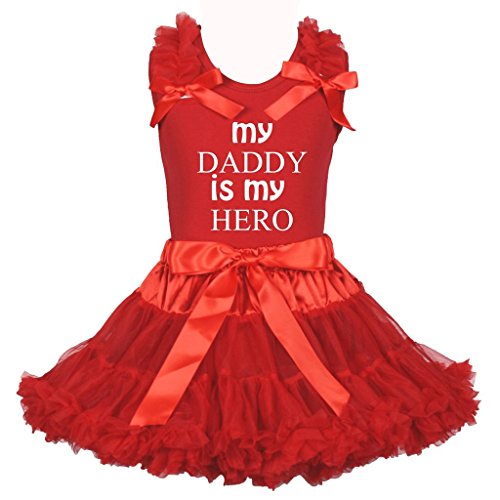 Camiseta Papá es mi héroe con falda roja para regalo de niña ropa primerizo de 1 a 8 años