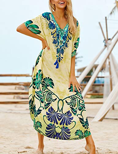 Image of Eddoyee Loose Beach Kaftan Dresses for Women Caftan Swimsuit Cover Up