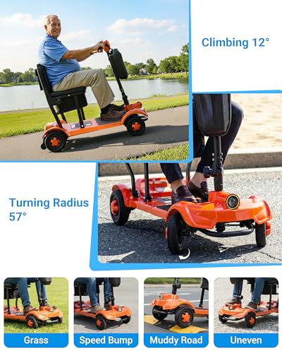 Image of 41LB Light Weight Mobility Scooter for Adults & Seniors, Dual Lithium Batteries for Up to 37.28 Miles - Portable Folding Powered Electric Scooter for Camping, Traveling & Airline Approved(2 Battery)