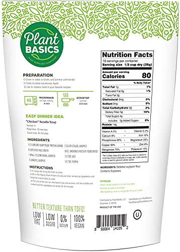 Plant Basics - Hearty Plant Protein - Unflavored Chunks, 1 Lb - Plant Based Seasoning, Just Like Beef, 2 Ounce - Non-Gmo, Gluten Free, Vegan #TOP1