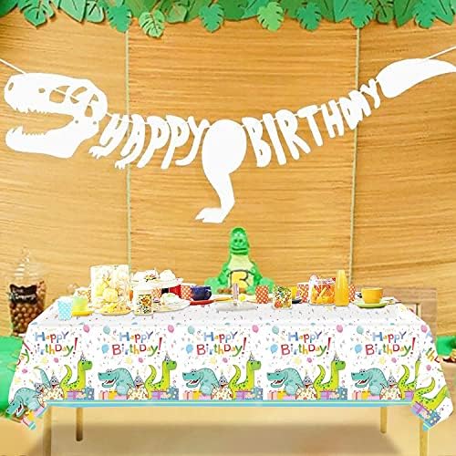 130*220cm Happy Birthday Dinosaur TableCloth Party for Boys Birthday Parties,Rectangular Dino Cartoon Table Cover Plastic Tablecloths for Boys Kids Dinosaur Theme Birthday Party Supplies Decorations
