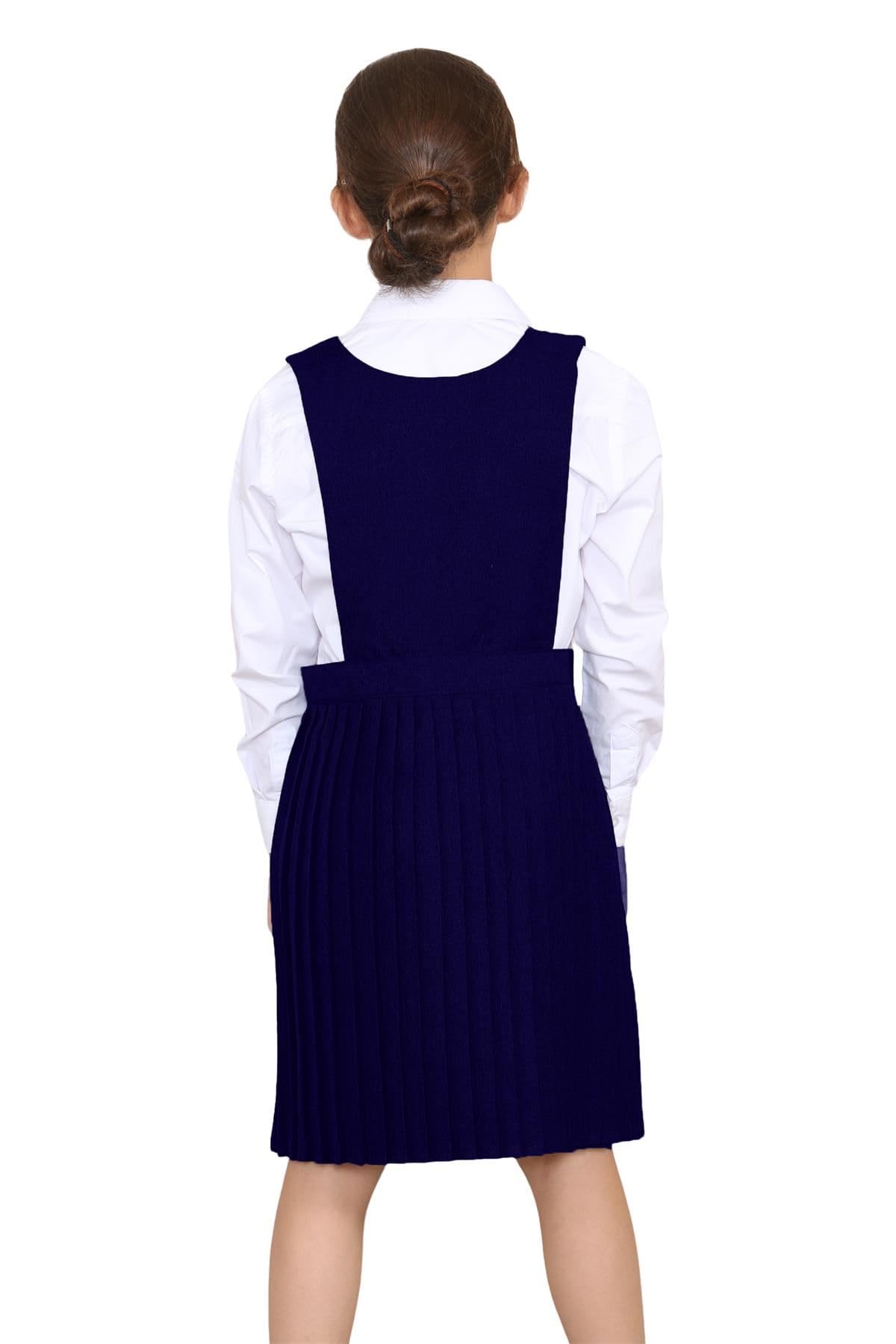 Pinafore - Vestido de uniforme escolar para niñas, paquete de 2 unidades, vestido de pinafore con pliegues envolventes, babero y cuchillos, vestidos escolares para niñas, de 2 a 18 años