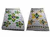 Los colores pueden variar Generico 2 Pareo de playa Bandera Brasil flor amarillo verde de algodón rayón, 165 x 120 cm con flecos de regalo amuleto llavero cuerno
