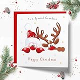 Grandson Christmas Card, Santa Reindeer Xmas card for boys - Image 2