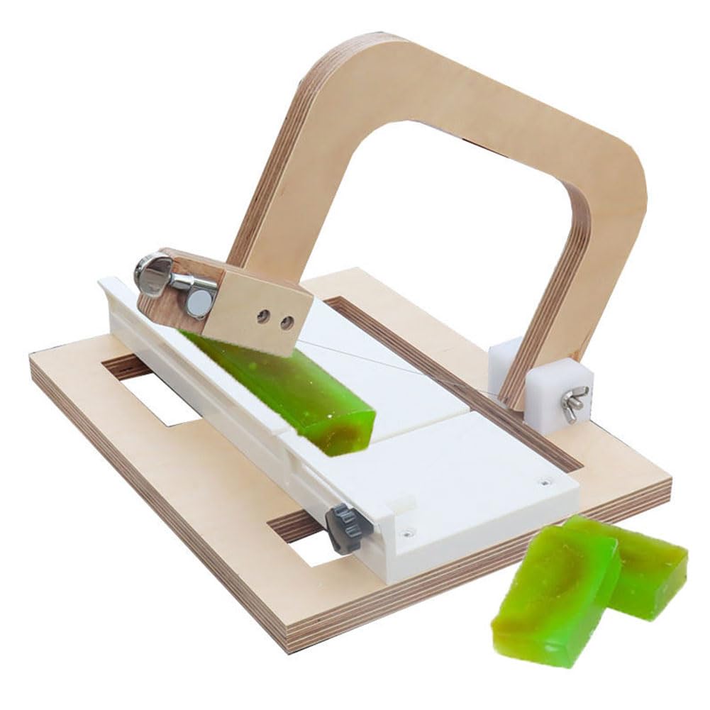 QUTBAG Professional Soap Cutter with Wire, Handmade Soap DIY Tools, Adjustable Wooden Soap Cutter with Lid Silicone Mould, Cutting Tool for Soap Loaf Cheese Butter